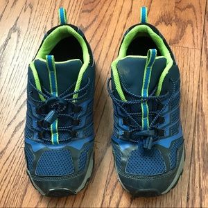 Kids Merrell lime navy Moab waterproof hiking shoe